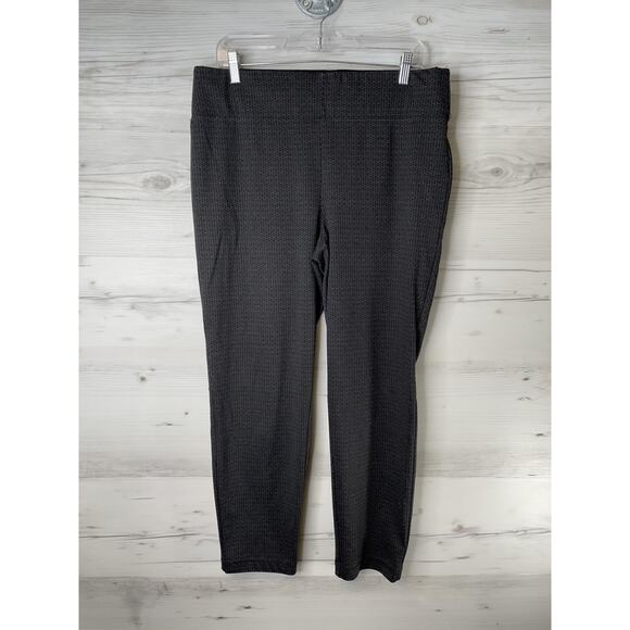 Max Studio Pants Womens XL Black Textured Stretch Pull On Slim Tapered Career - Picture 1 of 8